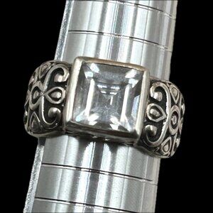 Silpada Ring Sterling Silver Wide Filigree Large Square Princess Cut Cle…
